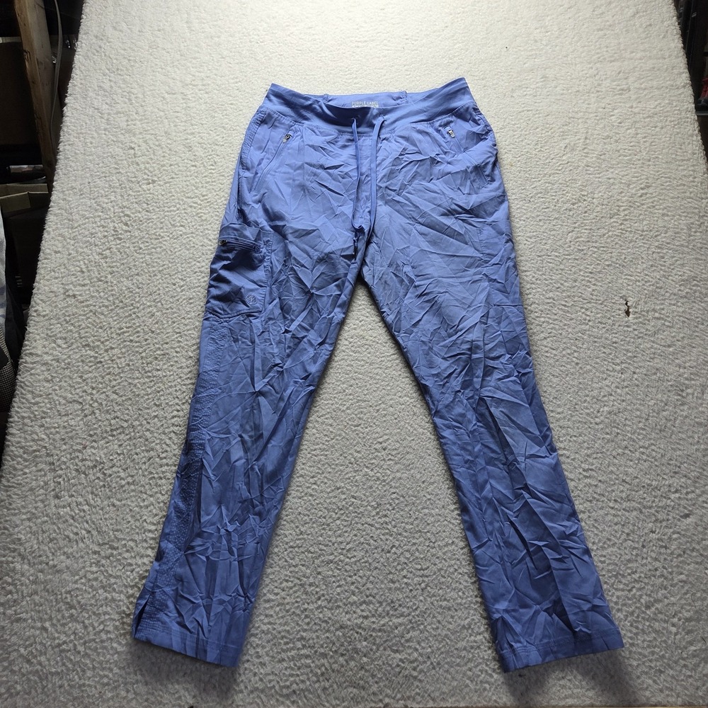 Healing Hands Track Pants Womens M Blue Purple Label Yoga Scrub Stretch Pockets